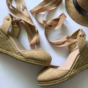 ASOS Ankle Tie Wedge Natural Straw Espadrilles 5